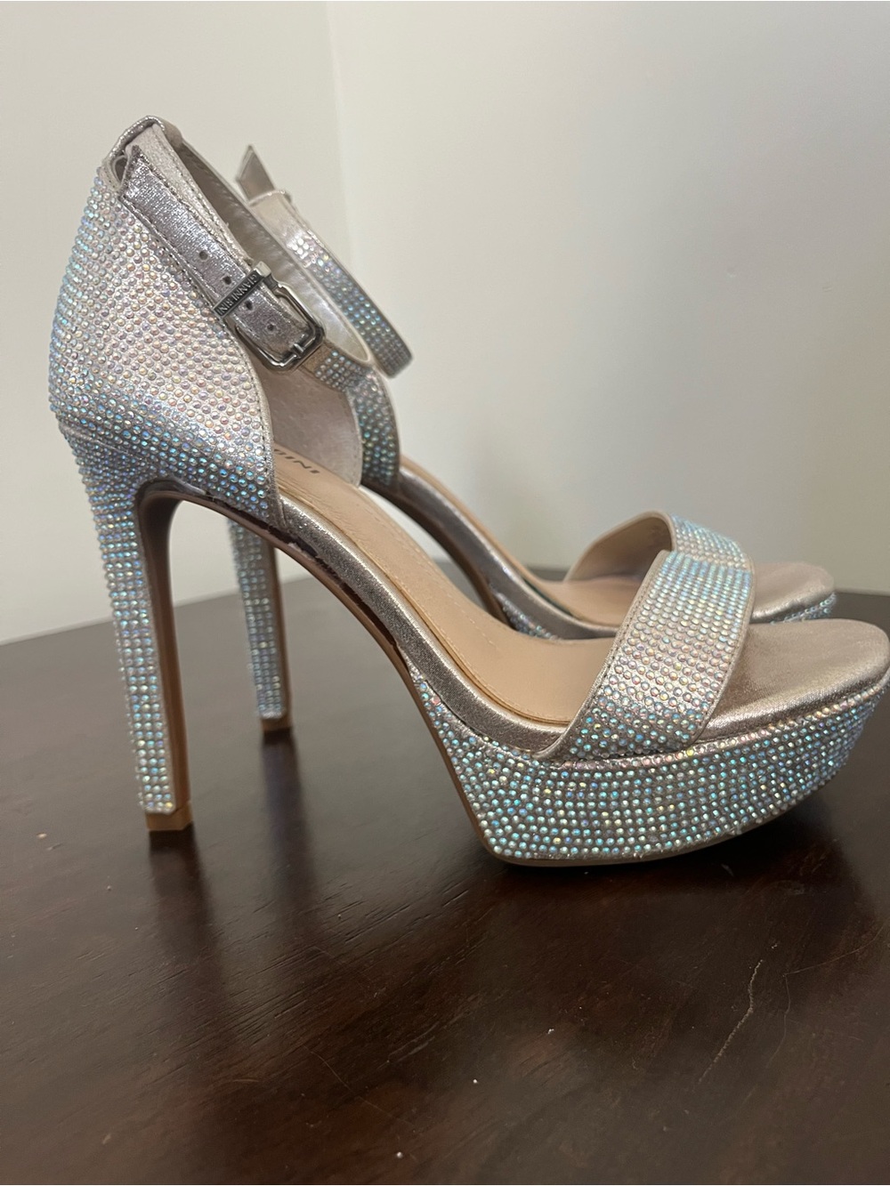 Gianni Bini Iridescent Rhinestone Platform Ankle-Strap Heels